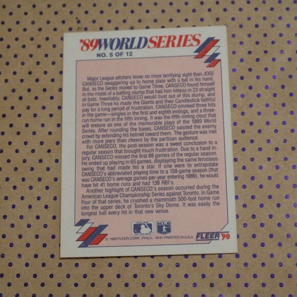 89 World Series 5 of 12 Baseball Card - Picture 2 of 2